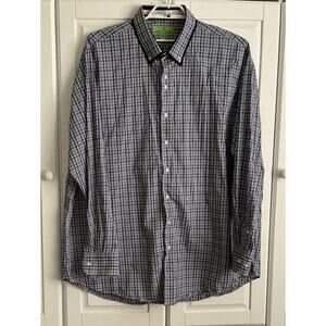 Bristol & Bull Mens Button Front Shirt Multi Color Plaid Contrast Cuff Sz 3XLT